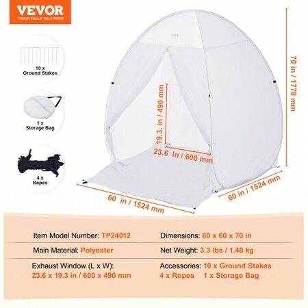 Spray Paint Shelter Portable Spray Paint Tent Booth 5 x 5 x 5.8ft in Pop Up