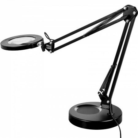 Magnifying Glass with Light and Stand 5X Magnifying Lamp 4.3" Glass Lens Base and Clamp 2-in-1 Desk Magnifier with Light 64 LED Lights 5 Color Modes