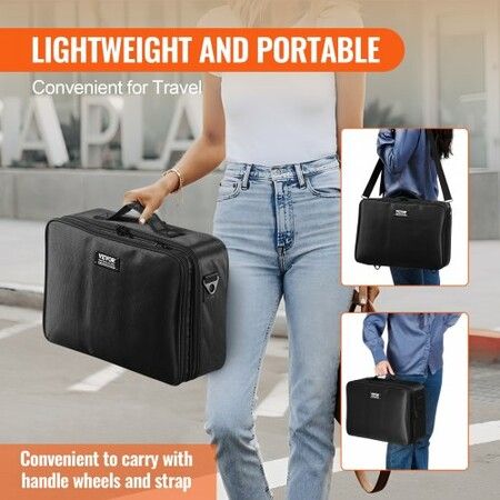 Makeup Train Case Large Storage 3 Tiers Convenient Carry With Handle Strap Professional Waterproof Oxford Makeup Storage Organizer Box Heavy Duty