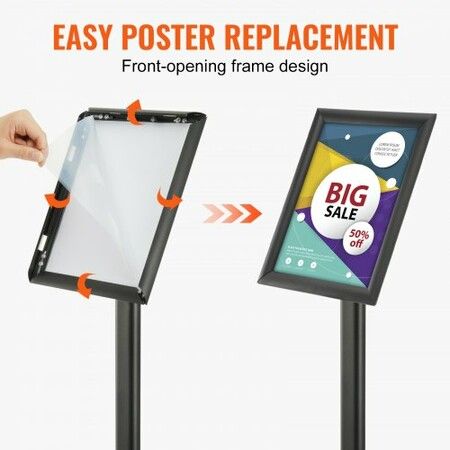 Pedestal Sign Holder 21.59x 27.94 cm Vertical and Horizontal Adjustable Poster Stand Heavy-Duty Floor Standing Sign Holder with Metal Base