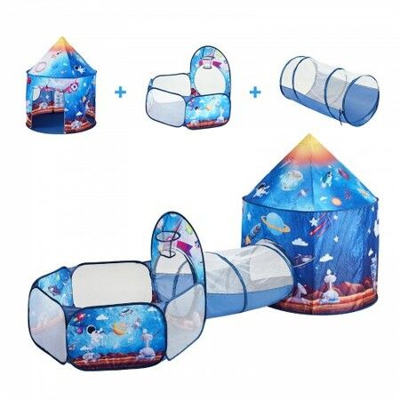 3 in 1 Kids Play Tent with Tunnel for Boys Girls Babies and Toddlers Indoor/Outdoor Pop Up Playhouse with Carrying Bag & Banding Straps Birthday Gifts