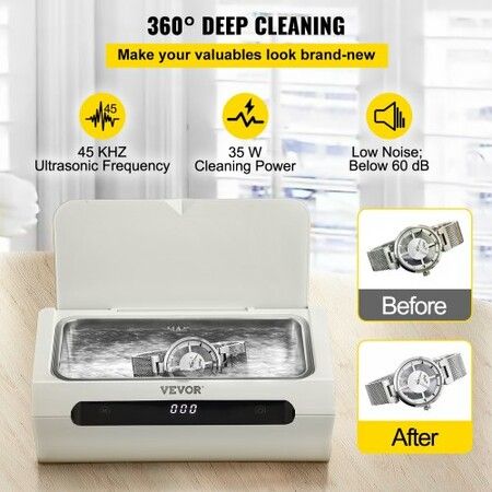 Ultrasonic Jewelry Cleaner 500ML 45 kHz Professional Ultra Sonic Cleaner with Touch Control Digital Timer Cleaning Basket Stainless Steel