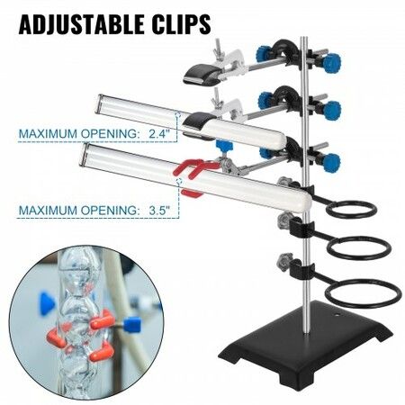 Laboratory Grade Metalware Set - Support Stand Premium Iron Material Laboratory Stand Support Lab Clamp Flask Clamp Condenser Stand 60cm