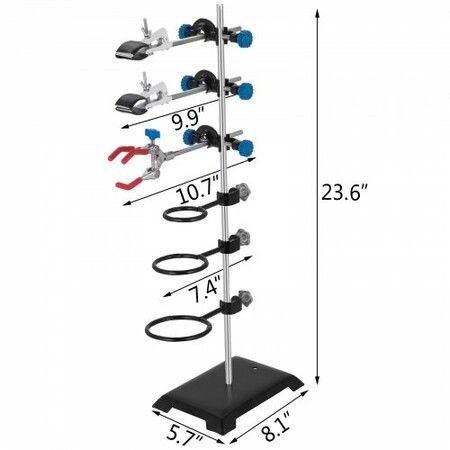 Laboratory Grade Metalware Set - Support Stand Premium Iron Material Laboratory Stand Support Lab Clamp Flask Clamp Condenser Stand 60cm