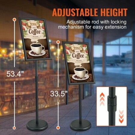 Pedestal Sign Holder 11 x 17 Inch Vertical and Horizontal Adjustable Poster Stand Heavy-Duty Floor Standing Sign Holder with Round Base