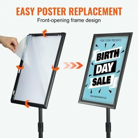 Pedestal Sign Holder 11 x 17 Inch Vertical and Horizontal Adjustable Poster Stand Heavy-Duty Floor Standing Sign Holder with Round Base