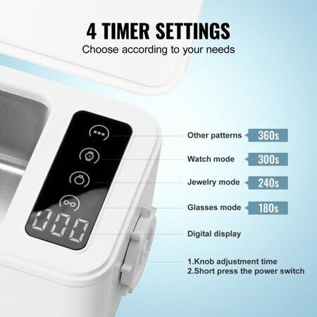 Jewelry Cleaner Ultrasonic Machine Ultrasonic Cleaner Machine 16oz (470ml) with 4 Timer Modes Portable ultrasonic jewelry cleaner with Cleaning Basket