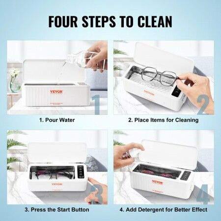 Jewelry Cleaner Ultrasonic Machine Ultrasonic Cleaner Machine 16oz (470ml) with 4 Timer Modes Portable ultrasonic jewelry cleaner with Cleaning Basket