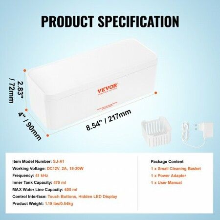 Jewelry Cleaner Ultrasonic Machine Ultrasonic Cleaner Machine 16oz (470ml) with 4 Timer Modes Portable ultrasonic jewelry cleaner with Cleaning Basket