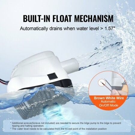 Bilge Pump 1100GPH Automatic Submersible Boat Bilge Water Pump with Float Switch 29 mm Outlet Diameter Small Boat Bilge Pump Marine Electric Bilge Pump