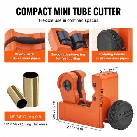 3PCS Tubing Cutter Set 3/16"-2" O.D. Copper Pipe Cutter 1/8"-7/8" O.D. Mini Tube Cutter and Deburring Tool Heavy Duty Pipe Cutter Set