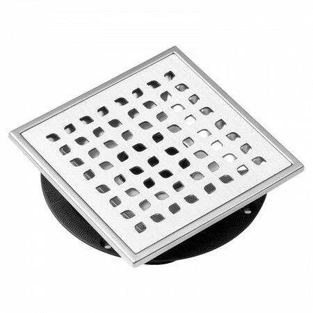 406mm Linear Shower Drain with Square Pattern GrateBrushed 304 Stainless Steel Rectangle Shower Floor DrainLinear Drain with Leveling FeetHair Strainer