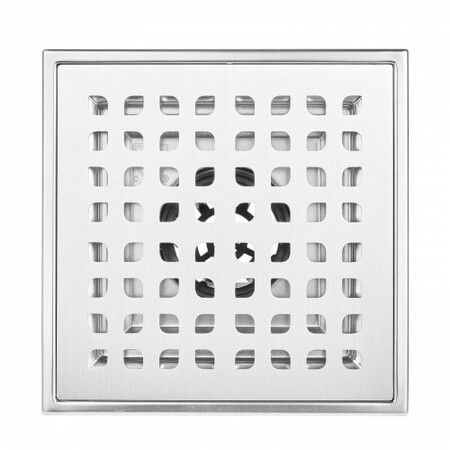 406mm Linear Shower Drain with Square Pattern GrateBrushed 304 Stainless Steel Rectangle Shower Floor DrainLinear Drain with Leveling FeetHair Strainer