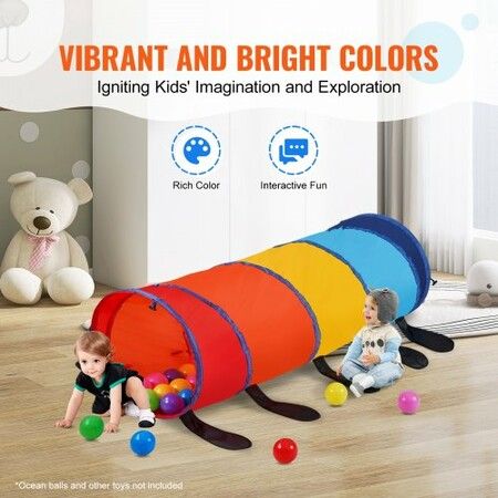 Kids Play Tunnel Tent for Toddlers Colorful Pop Up Caterpillar Crawl Tunnel Toy for Baby or Pet Collapsible Gift for Boy and Girl Play Tunne