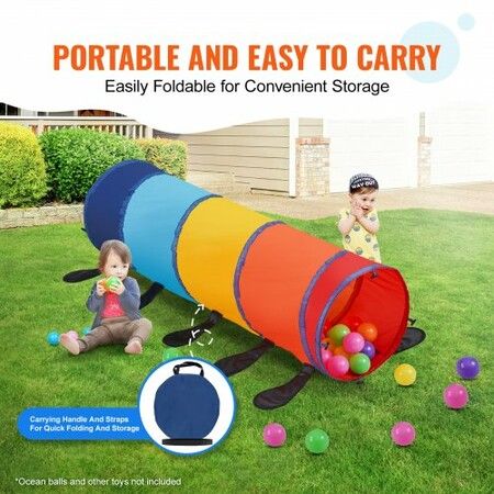 Kids Play Tunnel Tent for Toddlers Colorful Pop Up Caterpillar Crawl Tunnel Toy for Baby or Pet Collapsible Gift for Boy and Girl Play Tunne