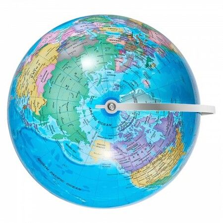 Rotating World Globe with Stand 203.2 mm Educational Geographic Globe with Precise Time Zone ABS Material 360 degree Spinning Globe for Kids Children