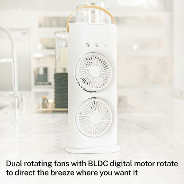 Air Misting Fan Portable USB Powered Rechargeable Summer Cool Fan Evaporative 180 rotation 90 oscillation 3 Spray Air Cooler  Outdoor Camping Blow Air