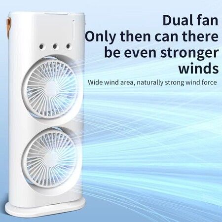 Air Misting Fan Portable USB Powered Rechargeable Summer Cool Fan Evaporative 180 rotation 90 oscillation 3 Spray Air Cooler  Outdoor Camping Blow Air