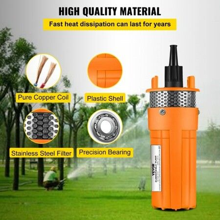 Solar Powered Submersible Pump 24V DC Deep Water Well Pump Submersible Water Pump with 3 m 10 ft Cable for Farm Ranch Household