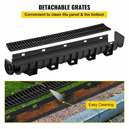 Drainage Trench Driveway Channel Drain Kit Plastic Grate-5.8