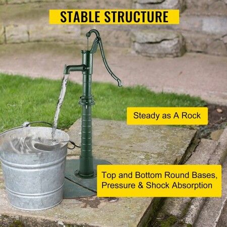 Antique Hand Water Pump Stand Pitcher Pump Stand Cast Iron Well Pump Stand with Pre-set 0.5\" Holes for Easy Installation Old Fashion Pitcher Hand