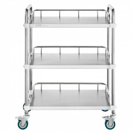 Lab Rolling Cart 3-Shelf Stainless Steel Rolling Cart Lab Serving Cart with Swivel Casters Dental Utility Cart for Clinic Lab  Hospital Salon