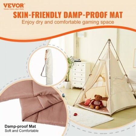 Kids Play Tent Teepee Tent for Kids 1-5 Years Old Foldable Toddler Tent with Mat and Carrying Bag Tent for Kids with Windows for Indoor and Outdoor