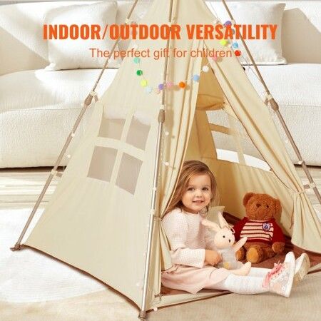 Kids Play Tent Teepee Tent for Kids 1-5 Years Old Foldable Toddler Tent with Mat and Carrying Bag Tent for Kids with Windows for Indoor and Outdoor