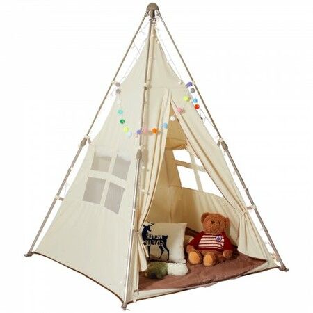 Kids Play Tent Teepee Tent for Kids 1-5 Years Old Foldable Toddler Tent with Mat and Carrying Bag Tent for Kids with Windows for Indoor and Outdoor