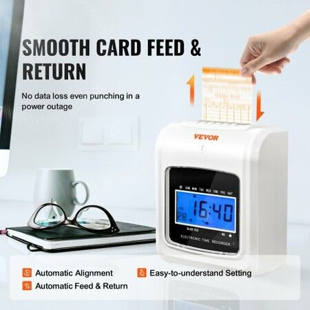 Punch Time Clock Time Tracker Machine for Employees of Small Business 6 Punches per Day Time Clock Punch Machine Includes 102 Time Cards