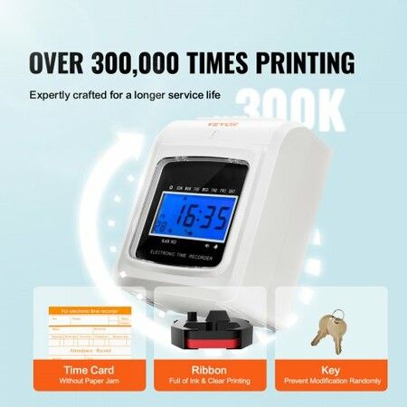 Punch Time Clock Time Tracker Machine for Employees of Small Business 6 Punches per Day Time Clock Punch Machine Includes 102 Time Cards