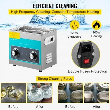 Knob Ultrasonic Cleaner 3L 40kHz Ultrasonic Cleaning Machine Knob Control Sonic Cleaner 304 Stainless Steel Ultrasonic Cleaner Machine with Heater & Timer