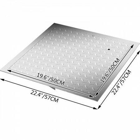 Recessed Manhole Cover 50 x 50 cm Clear Opening Galvanized Steel Drain Cover Overall Size 57 x 57 cm Sealed Square Manhole Cover and Frame Steel