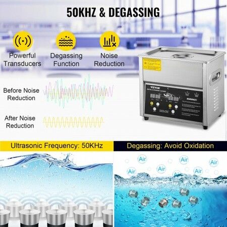 Digital Ultrasonic Cleaner 3L Ultrasonic Cleaning Machine 220V 50kHz Sonic Cleaner Machine 304 Stainless Steel Ultrasonic Cleaner Machine w/ Heater & Timer