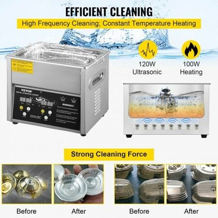 Digital Ultrasonic Cleaner 3L Ultrasonic Cleaning Machine 220V 50kHz Sonic Cleaner Machine 304 Stainless Steel Ultrasonic Cleaner Machine w/ Heater & Timer