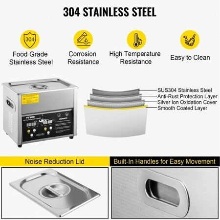 Digital Ultrasonic Cleaner 3L Ultrasonic Cleaning Machine 220V 50kHz Sonic Cleaner Machine 304 Stainless Steel Ultrasonic Cleaner Machine w/ Heater & Timer