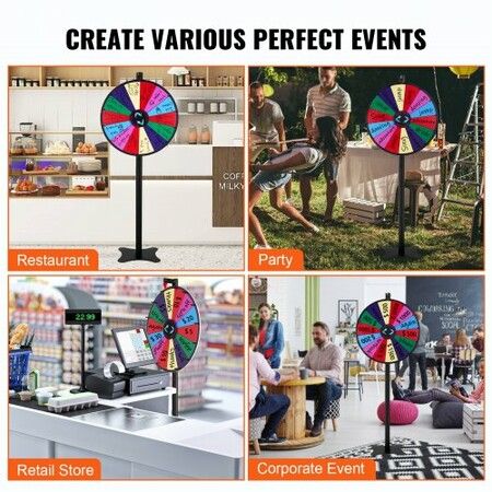 24 inch Spinning Prize Wheel 14 Slots Spinning Wheel Roulette Wheel with a Dry Erase and 2 Markers Tabletop or Floor Standing Win Fortune Spin Games