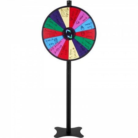 24 inch Spinning Prize Wheel 14 Slots Spinning Wheel Roulette Wheel with a Dry Erase and 2 Markers Tabletop or Floor Standing Win Fortune Spin Games