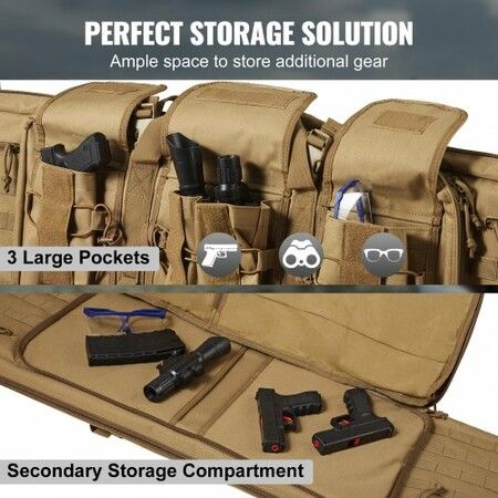 Rifle Bag 42 inch Tactical Double Long Gun Bag for 2 Rifles & 2 Pistols