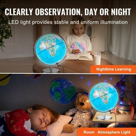 Talking World Globe 228.6 mm Interactive Globe for Kids Early Learning Teaching Educational Globe with Smart Talking Pen LED Night Light USB Interface