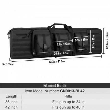 Rifle Bag 42 inch Tactical Double Long Gun Bag for 2 Rifles & 2 Pistols