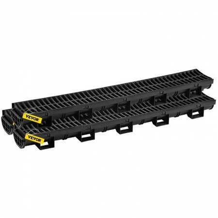 Trench Drain System Channel Drain with Plastic Grate 145x79MM HDPE Drainage Trench Black Plastic Garage Floor Drain 3x39 Trench Drain Grate with 3 End Caps