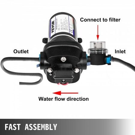 Water Pressure Diaphragm Pump 12V FL-40 High Pressure Diaphragm Water Pump 40PSI Automatic Self Priming Water Pump 17L/MIN Misting Booster Sprayer