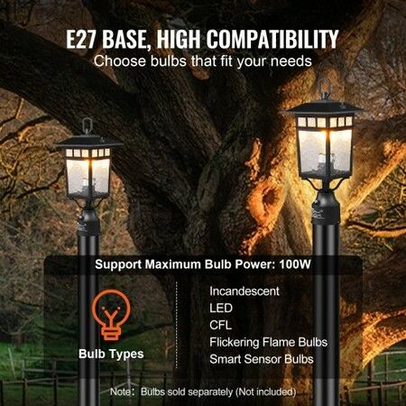 2 PCs Dusk to Dawn Outdoor Lamp Post Light Fixture 400 mm Pole Pier Mount