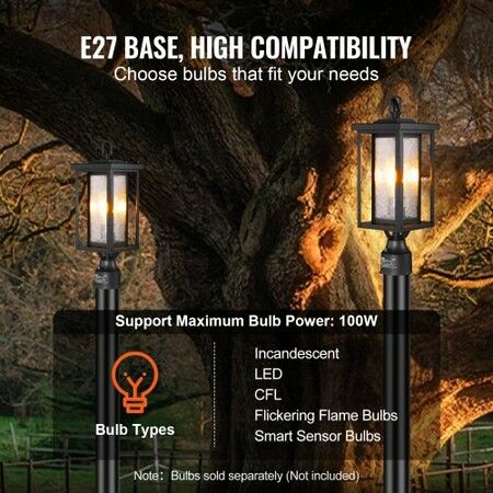 2 PCs Dusk to Dawn Outdoor Lamp Post Light Fixture 450 mm Pole Pier Mount