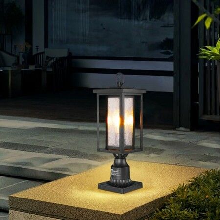 2 PCs Dusk to Dawn Outdoor Lamp Post Light Fixture 450 mm Pole Pier Mount