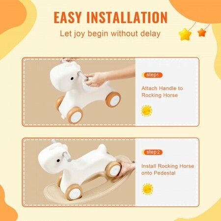 3 in 1 Rocking Horse for Toddlers 1-3 Years Baby Rocking Horse with Detachable Balance Board and 4 Smooth Wheels Support up to 80 lbs HDPE Material