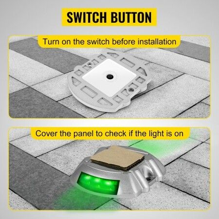 8-Pack Solar Driveway Light LED Road Markers Green for Garden Pathway