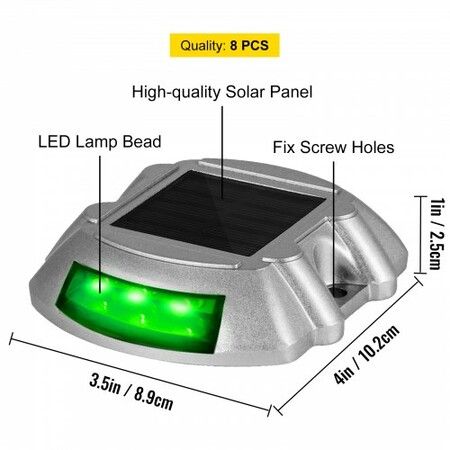 8-Pack Solar Driveway Light LED Road Markers Green for Garden Pathway