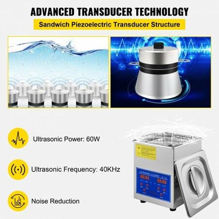 Ultrasonic Cleaner 2L Jewelry Cleaning with Digital Timer Ultrasonic Cleaning Machine for Jewellery Rings Watches Eyeglasses Dentures Coins Metal Parts